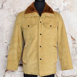 Vintage 70s Tan Suede & Brown Faux Fur TOWNCRAFT JCPENNY Lined Snap Button Coat